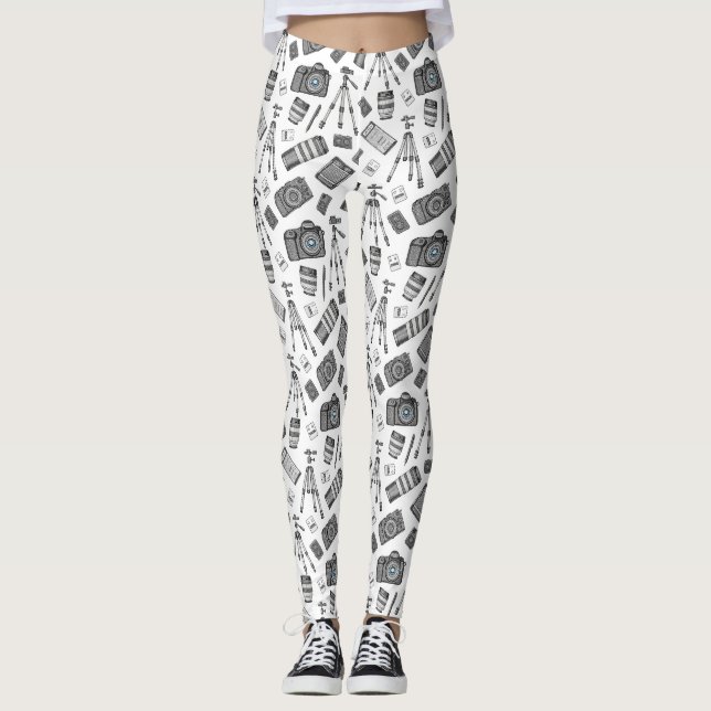 Vintage fotoutrustning mönster leggings (Framsida)