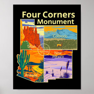 Vintage Four Corners-monumentet med US National Pa Poster