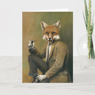 Vintage Fox i Kostym Hälsning-kort Kort
