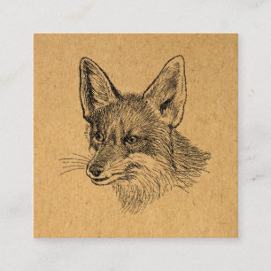 Vintage Fox Illustration Antique Animal Art Brown Tilläggskort