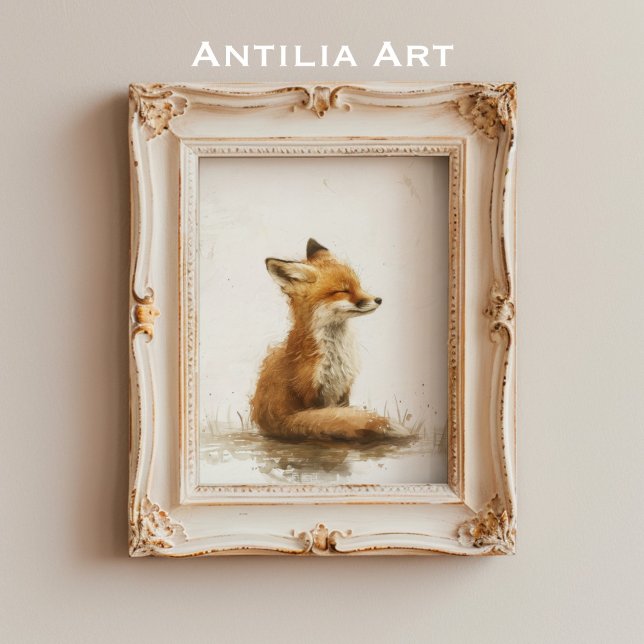 Vintage Fox Painting Woodland Animal Poster (Skapare uppladdad)