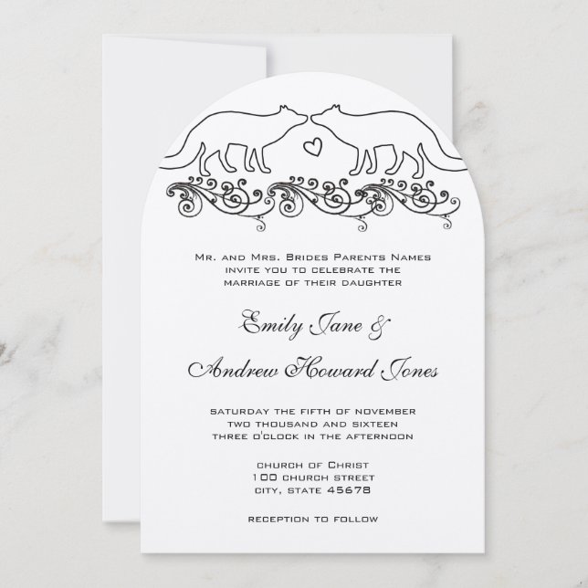 Vintage Foxes bröllopsinbjudan Inbjudningar (Framsida)