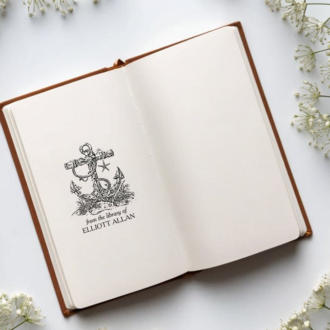 Vintage Frakt Anchor Bookplåt Stämpel (Skapare uppladdad)