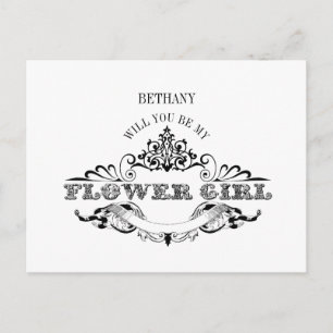 Vintage Frame Be My Flower Girl-kort Inbjudan Vykort