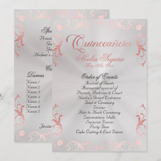 Vintage Frame Quinceanera Program - Pear/Rose Gold