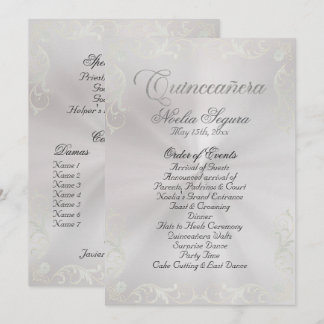 Vintage Frame Quinceanera Program - Pearl/Silver