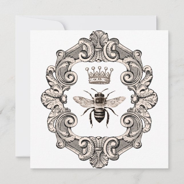 Vintage Framed Queen Bee Flat Card (Framsida)