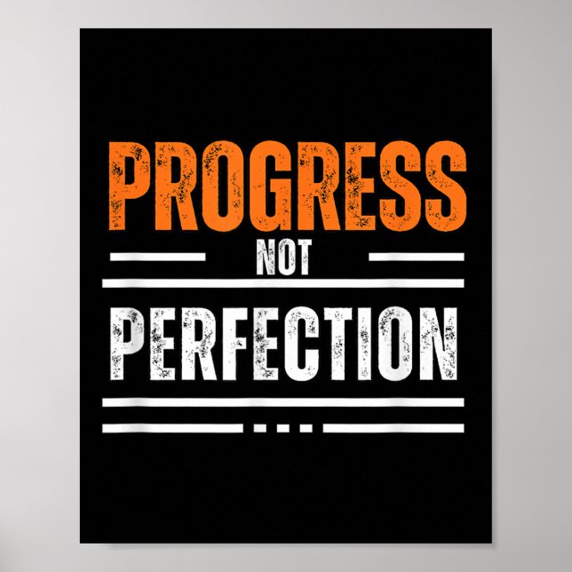 Vintage Framsteg Inte Perfektion Motiverande Fras Poster (Framsidan)