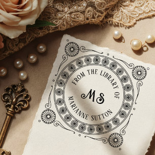 Vintage "Från Bibliotek av" monogrambokskylt Stämpel