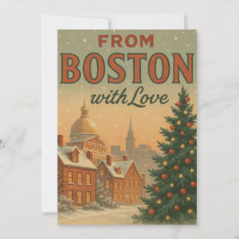 Vintage Från Boston Med Kärlek Jul Julkort