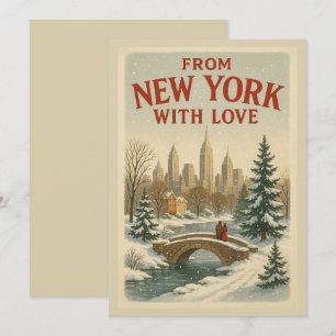 Vintage från New York med Kärlek jul Julkort