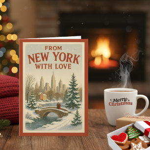 Vintage från New York med Kärlek julklapp Helgkort