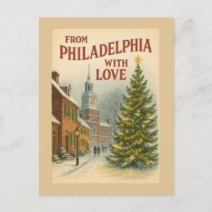 Vintage från Philadelphia med Kärlek jul Helg Vykort