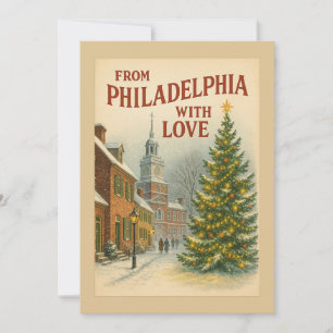 Vintage Från Philadelphia Med Kärlek Plattkort Julkort
