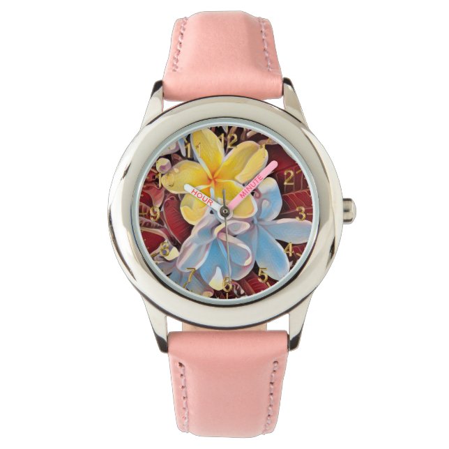 Vintage Frangipani Träd Pop Art, Girls Watch Armbandsur (Framsida)