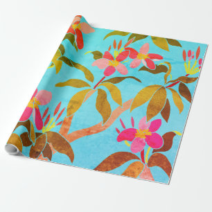 Vintage Frangipani Wrapping Papprare Presentpapper