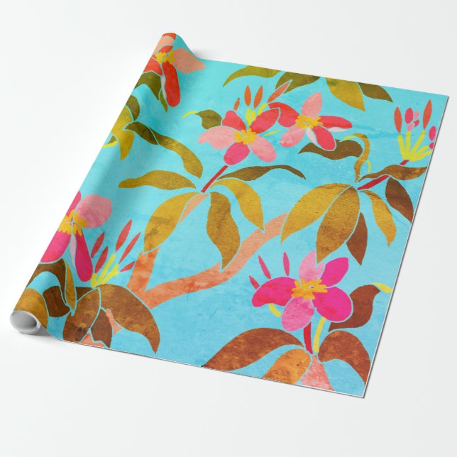 Vintage Frangipani Wrapping Papprare Presentpapper (Utrullad)