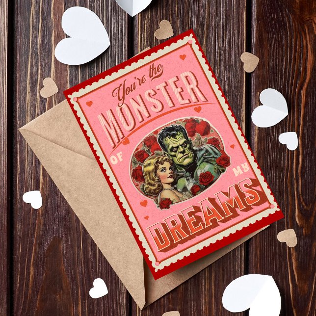 Vintage Frankenstein Horror Valentindagen Kort (Skapare uppladdad)