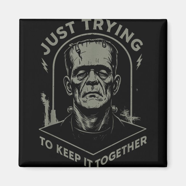 Vintage Frankenstein Monster försöker bara Behålla Magnet (Framsidan)
