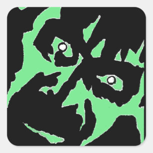 Vintage Frankenstein Monster Grönt Black Retro Fyrkantigt Klistermärke