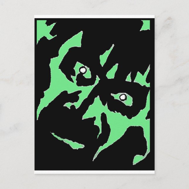 Vintage Frankenstein Monster Grönt Black Retro Vykort (Framsida)