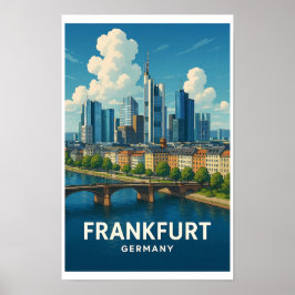 Vintage Frankfurt Tyskland Resa Affisch