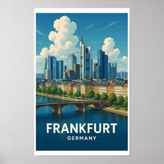 Vintage Frankfurt Tyskland Resa Affisch