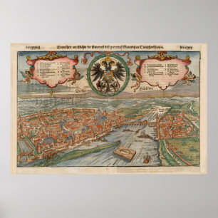 Vintage Frankfurt Tysklandare Karta (1560) Poster