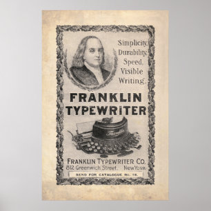 Vintage Franklin Typewriter Ad från 1899 Poster