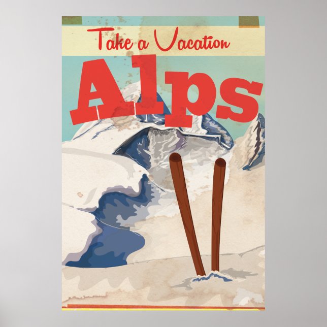 Vintage Frankrike Alperna Resa Poster (Framsidan)