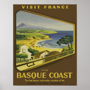 Vintage Frankrike Baskque Travel Poster
