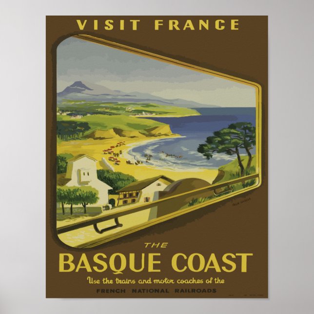 Vintage Frankrike Baskque Travel Poster (Framsidan)