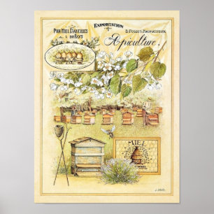 Vintage Frankrike Biodlingsbin Yard Poster