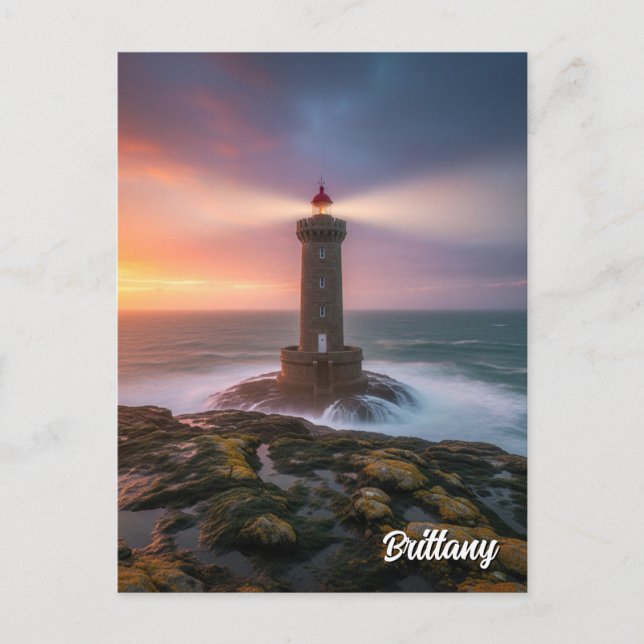 Vintage Frankrike Brittany Lighthouse-vykort Vykort (Framsida)