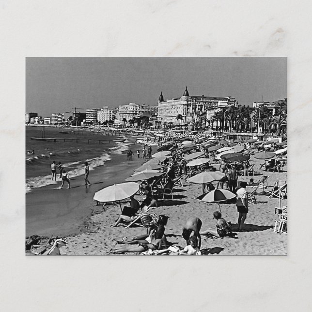 Vintage Frankrike Cannes, stranden Vykort (Framsida)