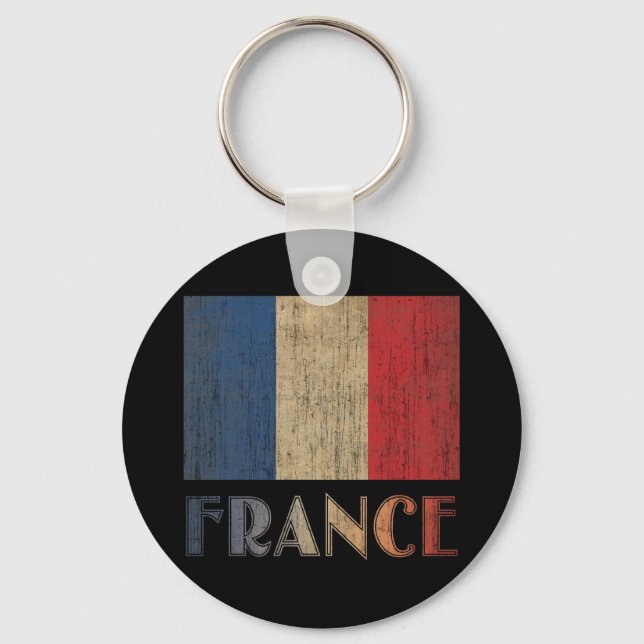 Vintage Frankrike Flagga Nyckelring (Framsida)