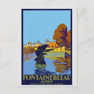 Vintage Frankrike Fontainebleau Palace Travel Vykort