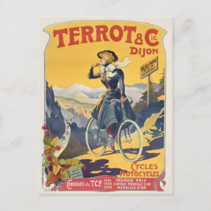 Vintage Frankrike Fransk Cycling Travel Advertisat Vykort