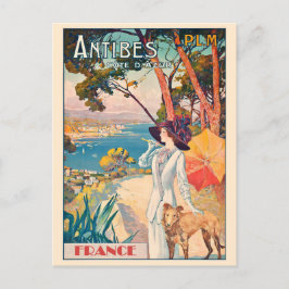 Vintage Frankrike Fransk Riviera Antibes Cote d'Az Vykort