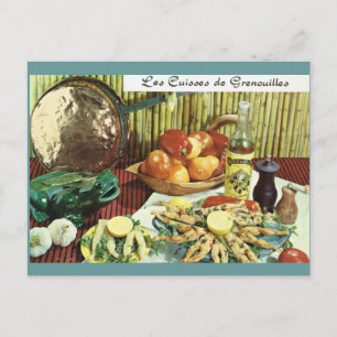 Vintage Frankrike, mat, Les Cuisses de Grenouilles Vykort