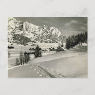 Vintage Frankrike Mountain scen på vintern Vykort