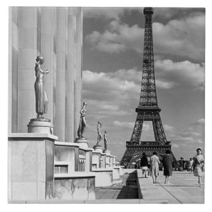 Vintage Frankrike Paris Eiffel torn Chaillot palac Kakelplatta