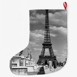 Vintage Frankrike Paris Eiffel torn Chaillot palac Stor Julstrumpa