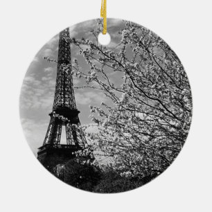 Vintage Frankrike Paris Eiffel torn Julgransprydnad Keramik