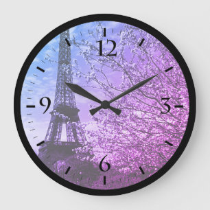 Vintage Frankrike Paris Eiffel torn Large Clock Stor Klocka