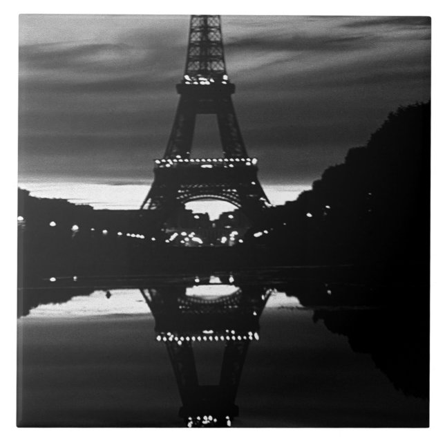 Vintage Frankrike Paris Eiffel torn reflexion Kakelplatta (Framsidan)