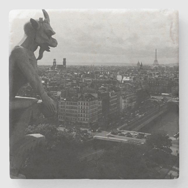 Vintage Frankrike Paris Notre Dame Cathedral djävu Stenunderlägg (Framsidan)