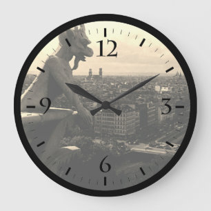 Vintage Frankrike Paris Notre Dame Cathedral djävu Stor Klocka