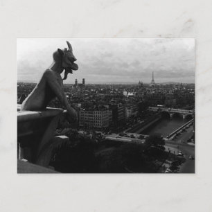 Vintage Frankrike Paris Notre Dame Cathedral djävu Vykort