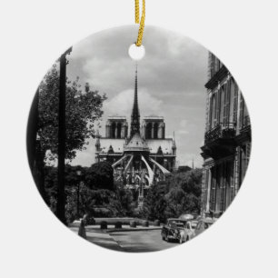 Vintage Frankrike Paris notre dame saint louis ö Julgransprydnad Keramik